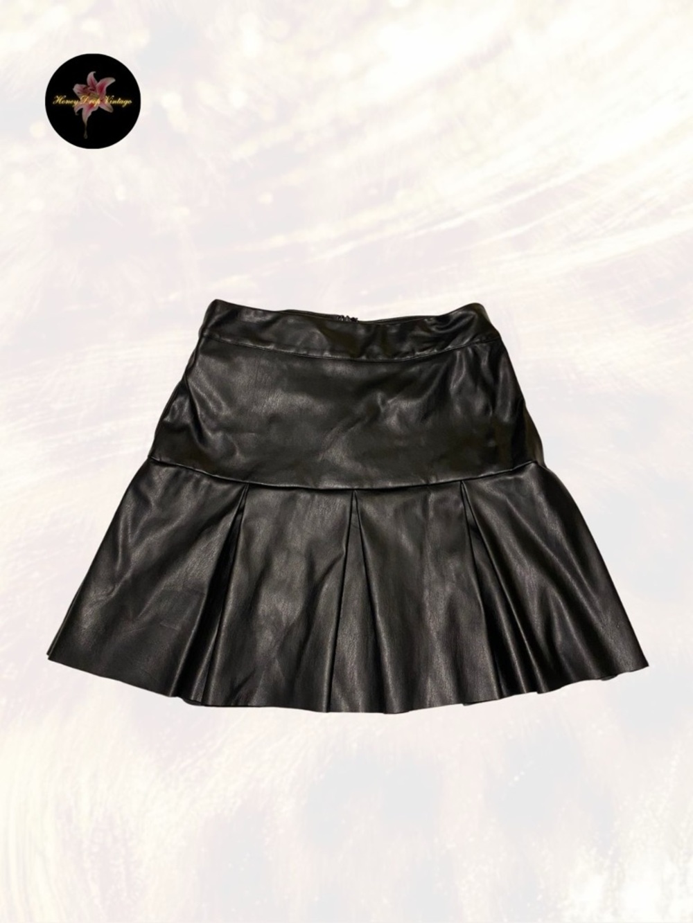West of Melrose Black Faux Leather Pleated Mini Skirt